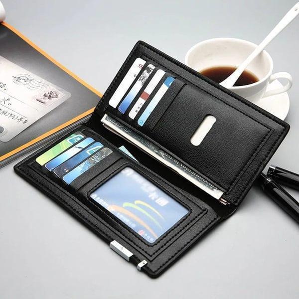 Casual Long Fold Leather Wallet Black