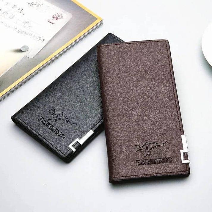 Casual Long Fold Leather Wallet Black