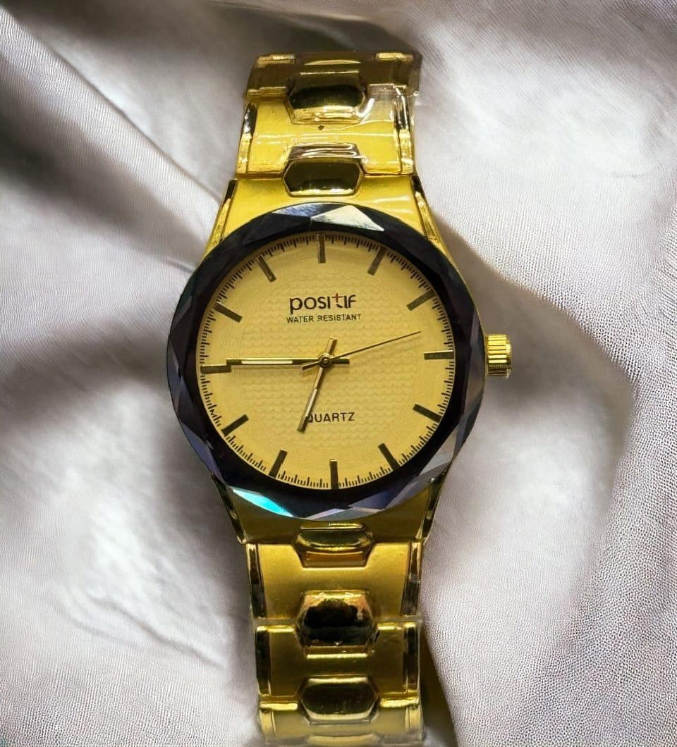 Men's Golden Stainless Steel Quartz Watch
