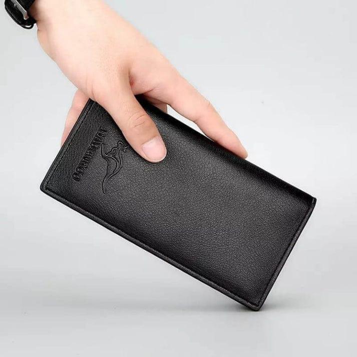 Casual Long Fold Leather Wallet Black